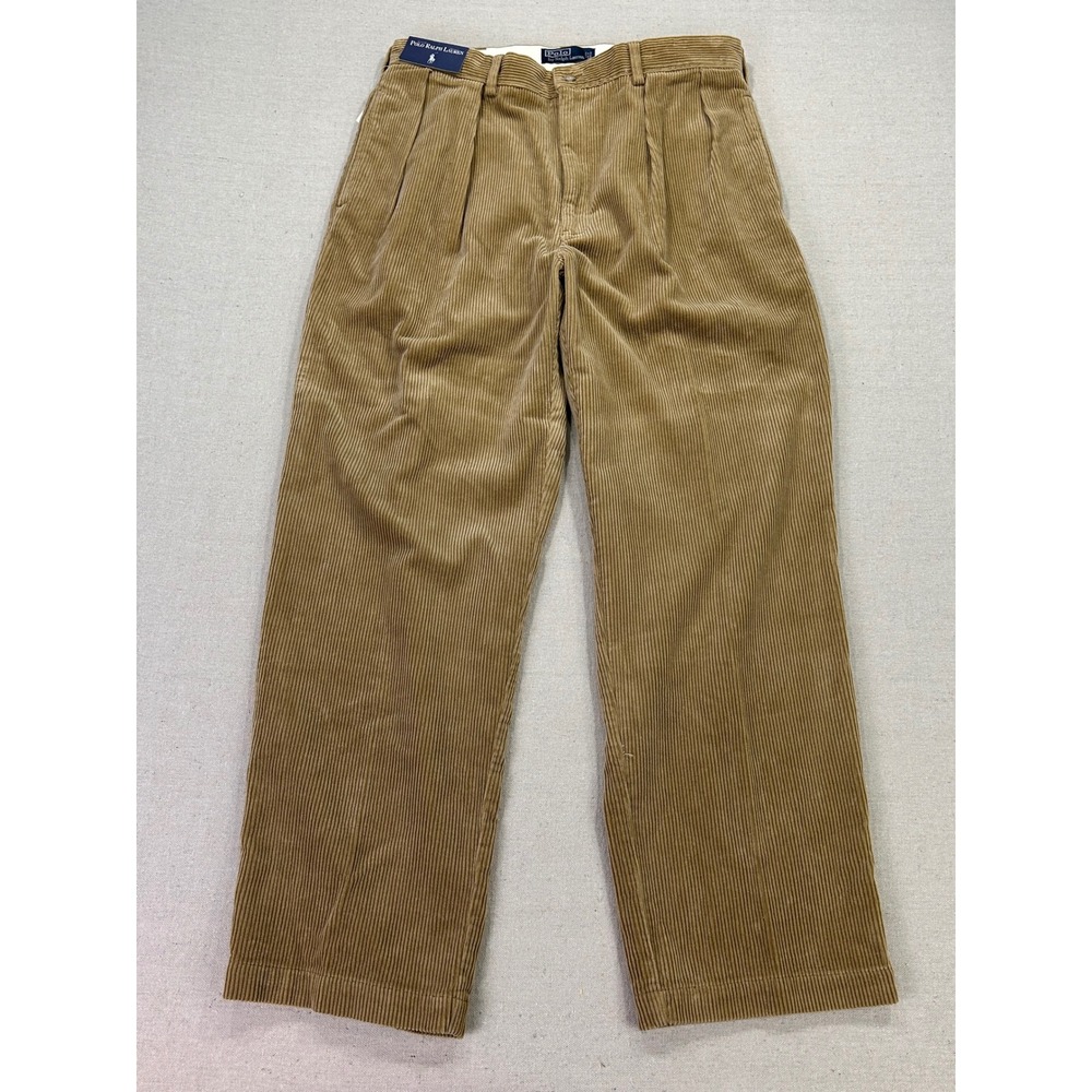 Vintage Polo Ralph Lauren Men's 36 Andrew Pant Gold Corduroy Pleated NWTs